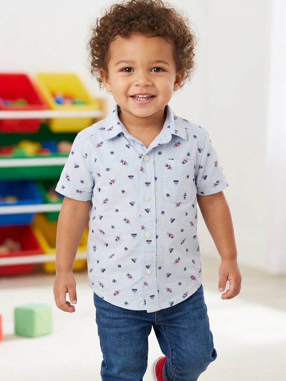 The Children's Place 2T toddler kids Blue Patterned Shirt